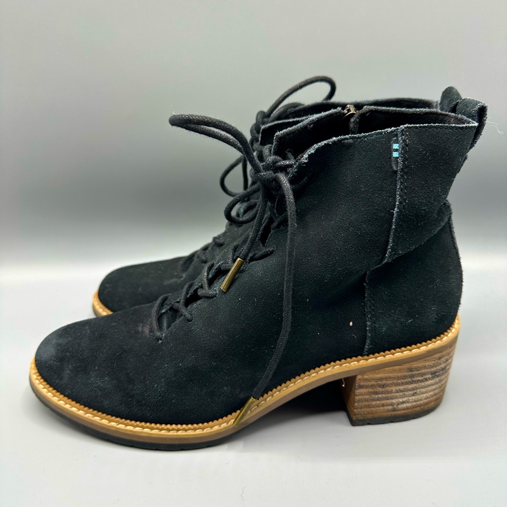 TOMS Finn Lace Up Booties Women’s Size 9.5 Black Casual Boots